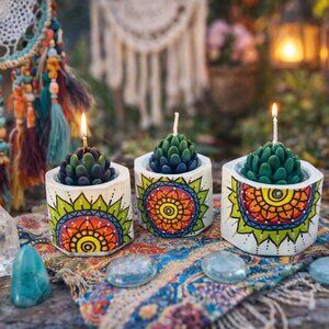 3 Pack Succulent or candle Pot Set Cement Plant Container